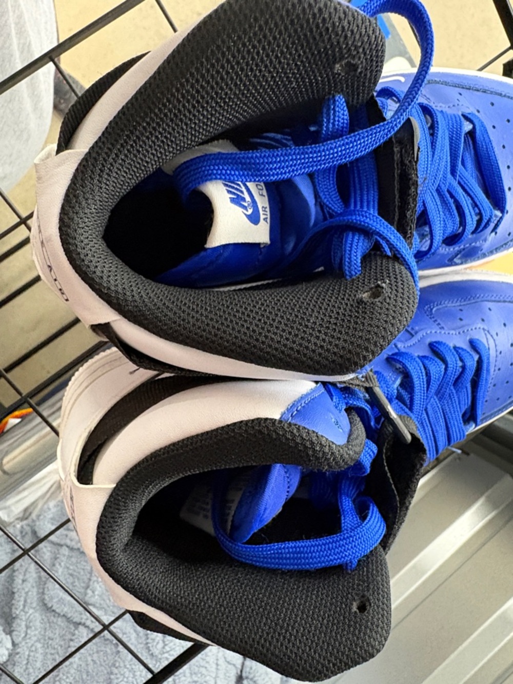 Nike Blue and White Air Force 1 High Top Sneakers - Picture 6 of 7
